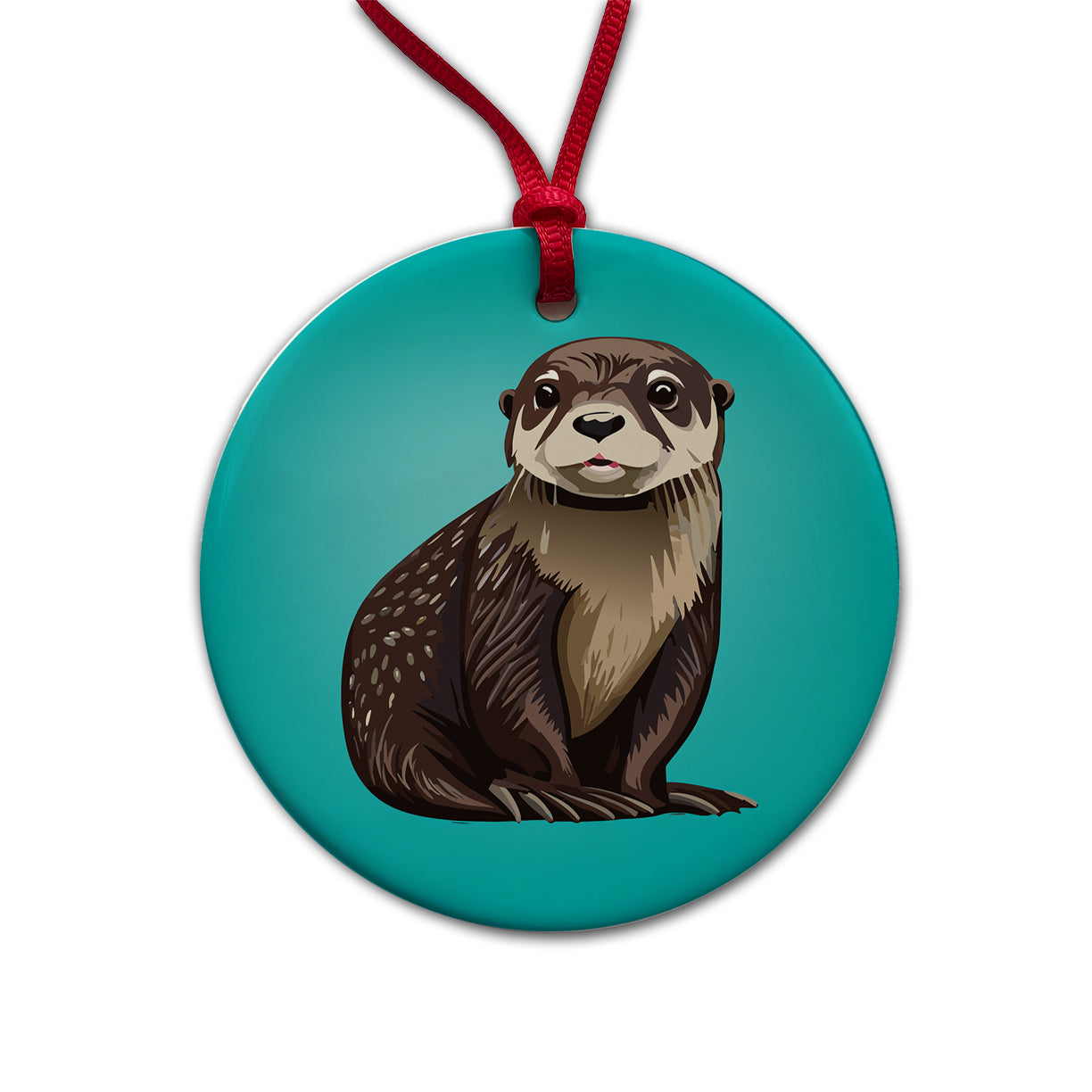 Sea Otter Cute Ocean Animal Round Ceramic Holiday Christmas Tree Ornament