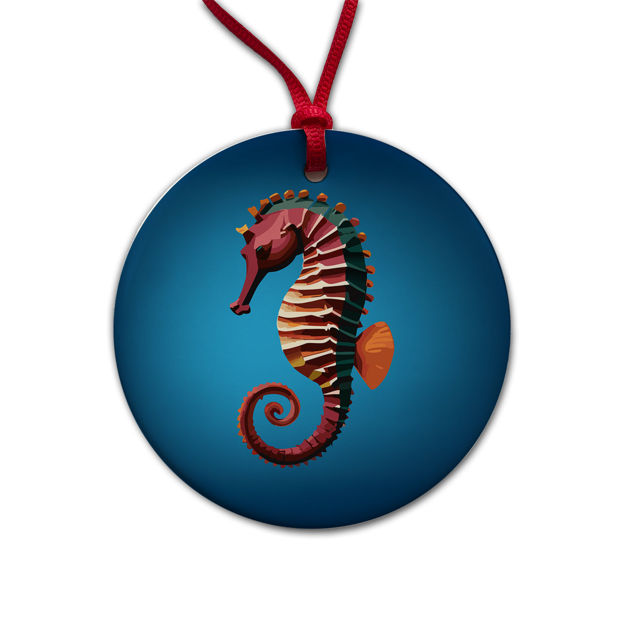 Seahorse Sea Horse Ocean Round Ceramic Holiday Christmas Tree Ornament