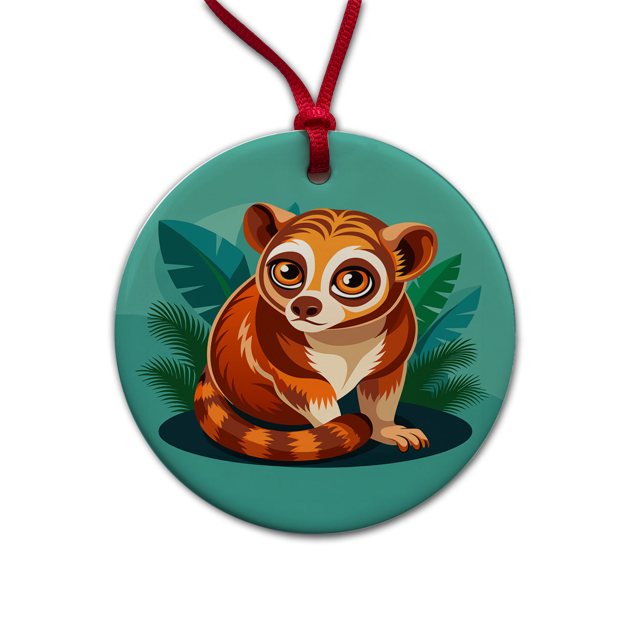 Slow Loris Cute Round Ceramic Holiday Christmas Tree Ornament