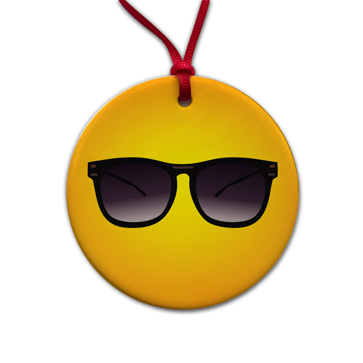 Sunglasses Black Summer Vacation Round Ceramic Holiday Christmas Tree Ornament