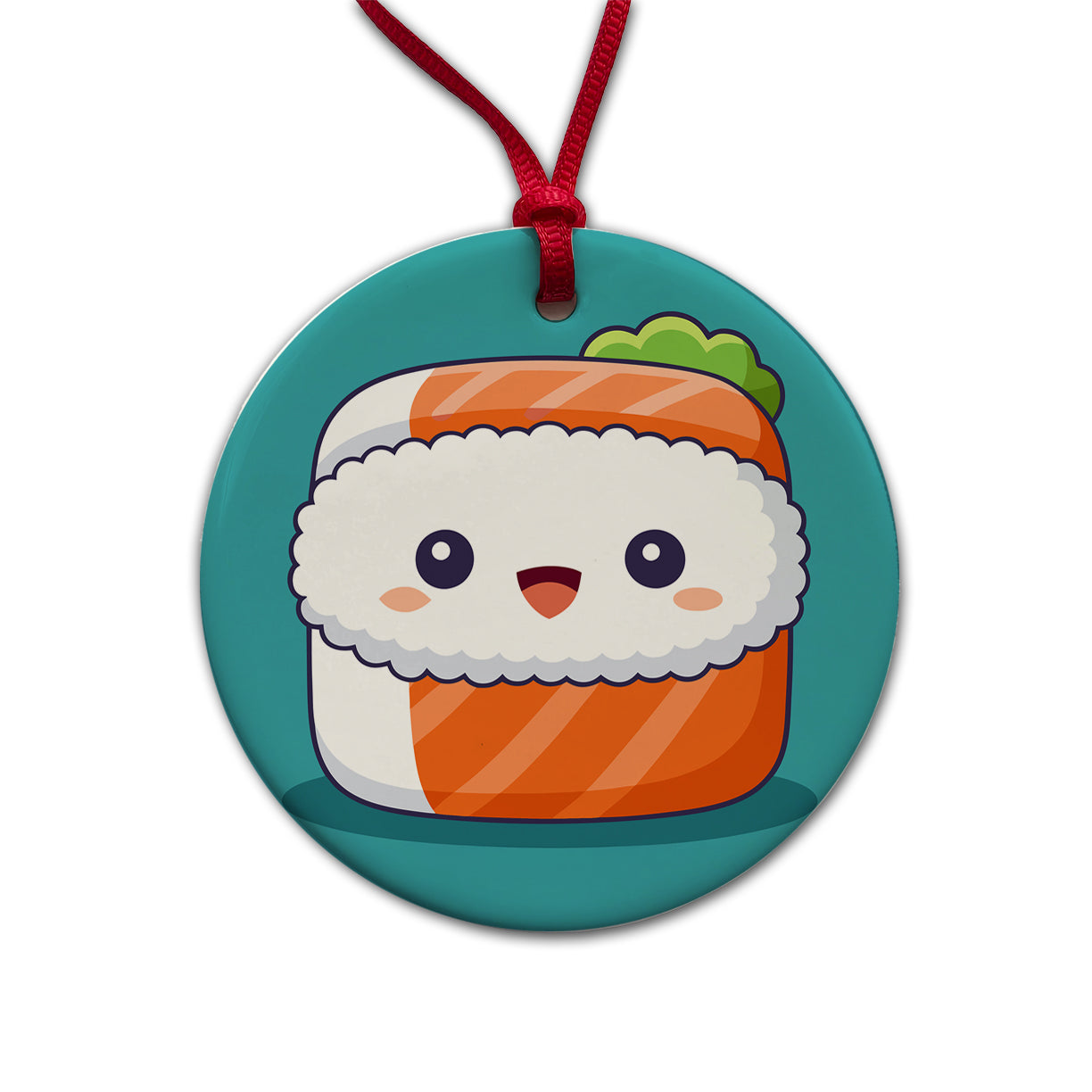 Sushi Food Cute Round Ceramic Holiday Christmas Tree Ornament