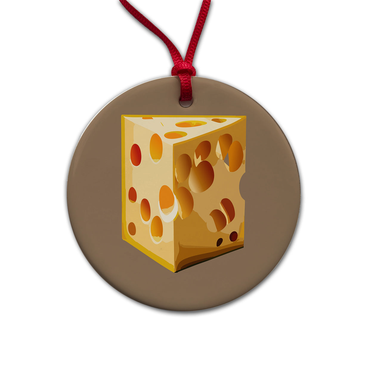 Swiss Cheese Round Ceramic Holiday Christmas Tree Ornament
