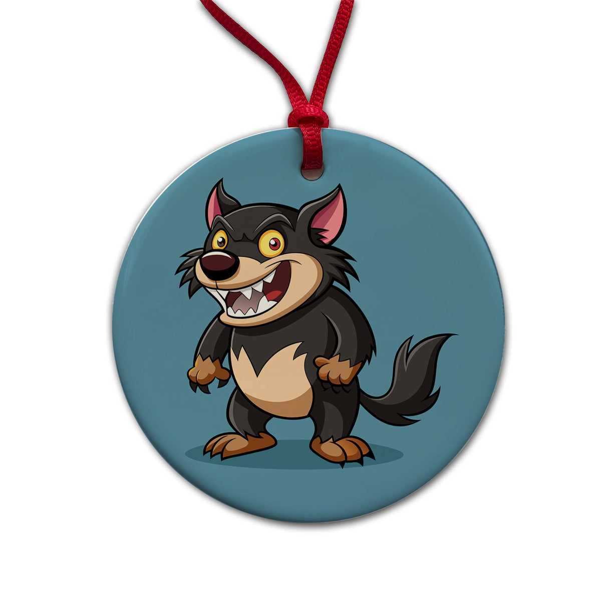 Tasmanian Devil Australian Animal Funny Round Ceramic Holiday Christmas Tree Ornament