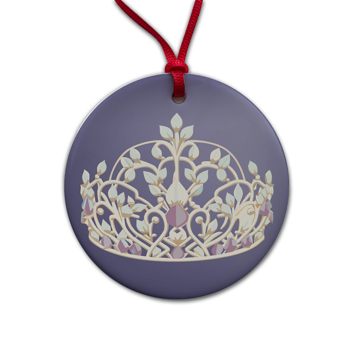 Tiara Princess Queen Royalty Round Ceramic Holiday Christmas Tree Ornament