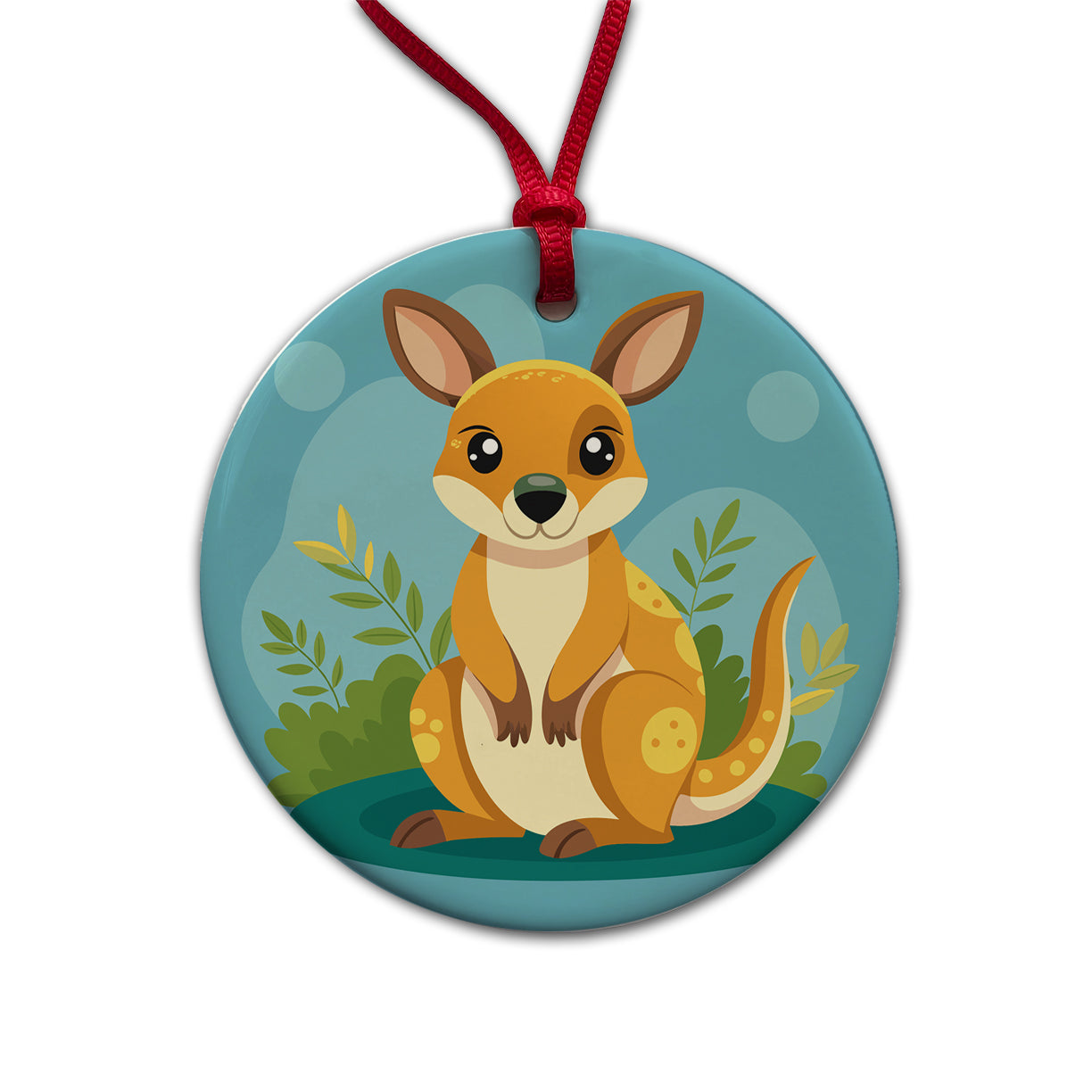 Wallaby Small Kangaroo Cute Australian Animal Round Ceramic Holiday Christmas Tree Ornament