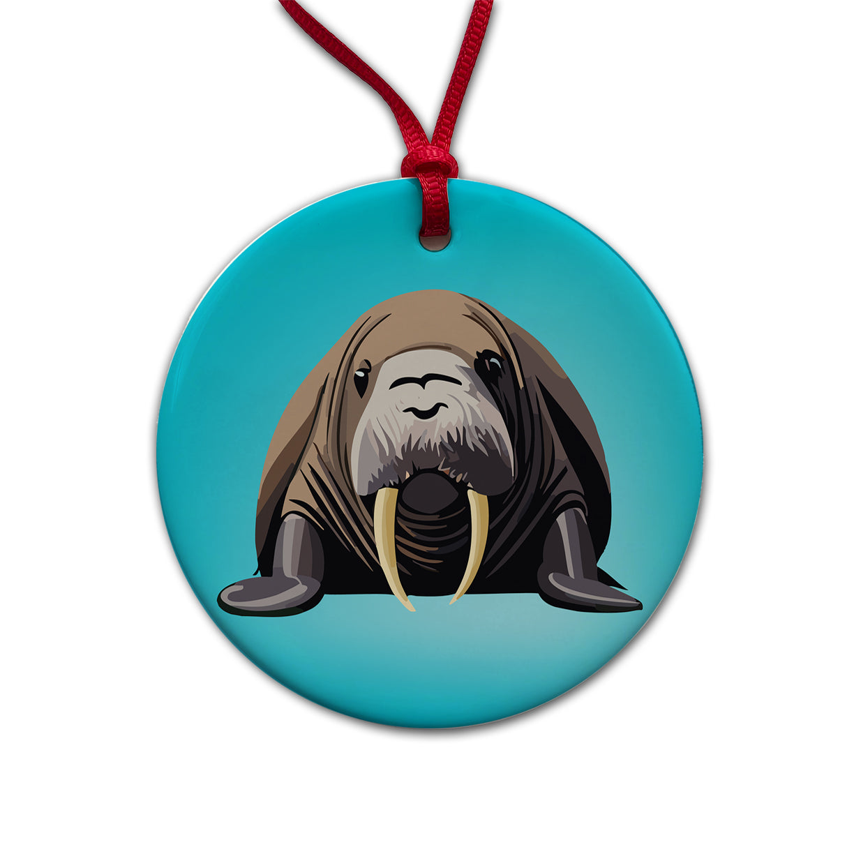 Walrus Sea Ocean Animal Round Ceramic Holiday Christmas Tree Ornament