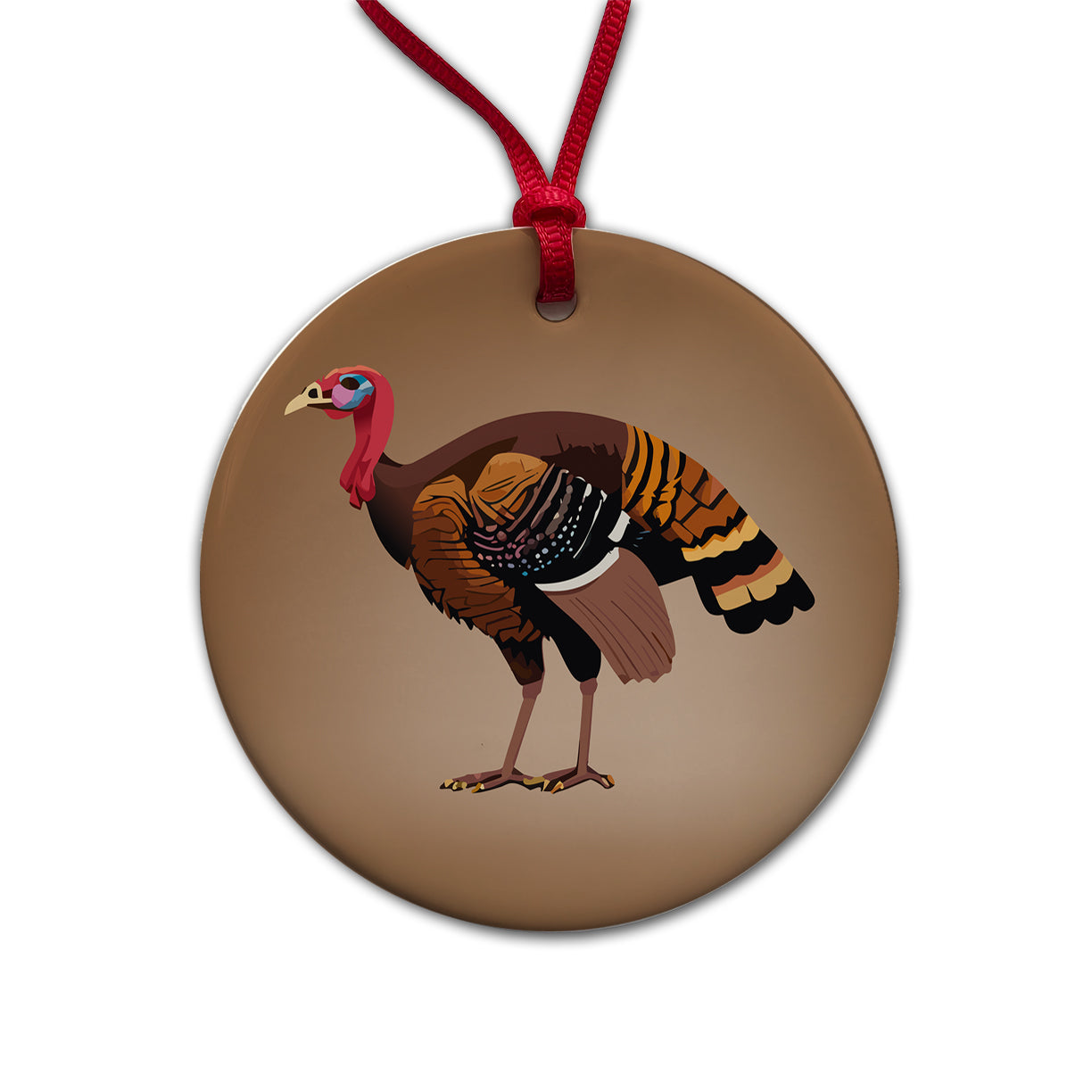 Wild Turkey Profile Round Ceramic Holiday Christmas Tree Ornament