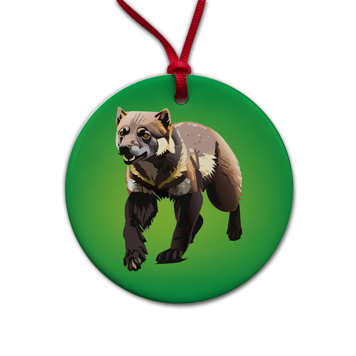 Wolverine Walking Round Ceramic Holiday Christmas Tree Ornament