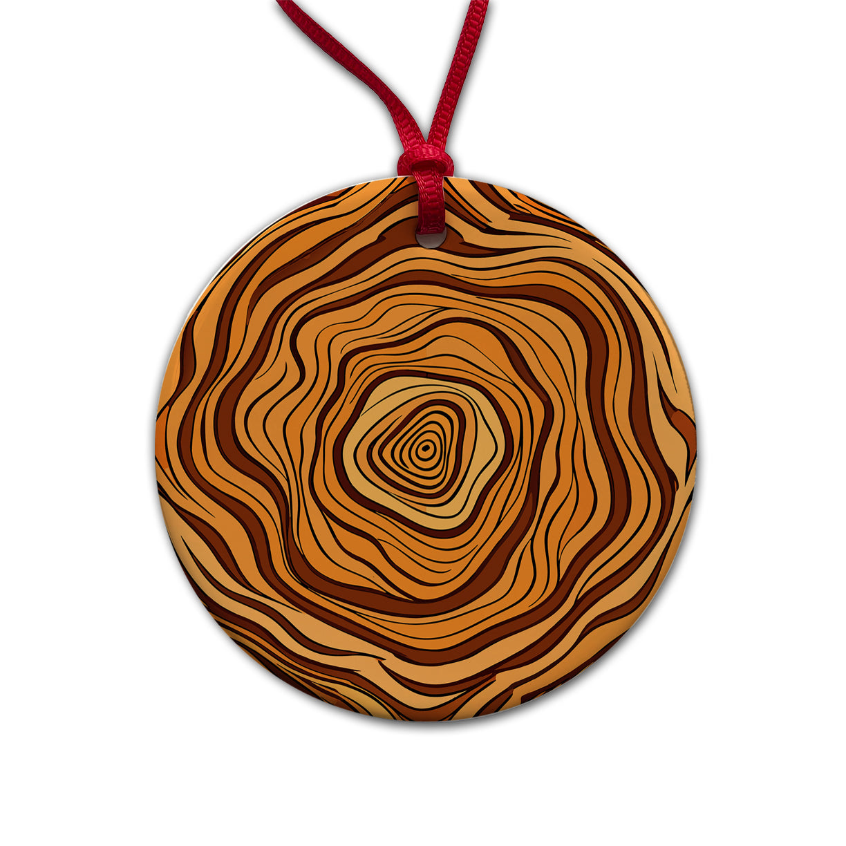 Wood Grain Tree Pattern Round Ceramic Holiday Christmas Tree Ornament