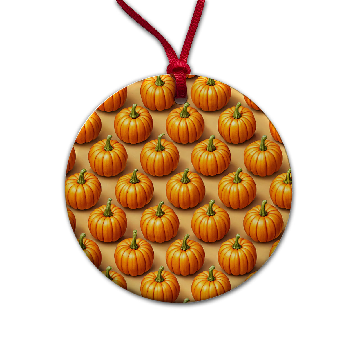 Bunch Of Pumpkins Fall Autumn Halloween Round Ceramic Holiday Christmas Tree Ornament