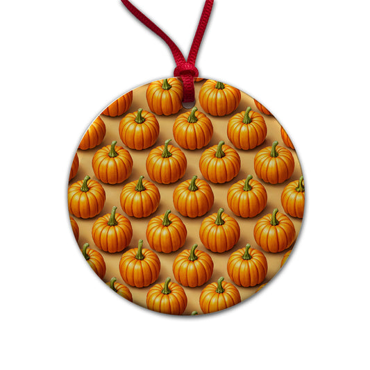 Bunch Of Pumpkins Fall Autumn Halloween Round Ceramic Holiday Christmas Tree Ornament