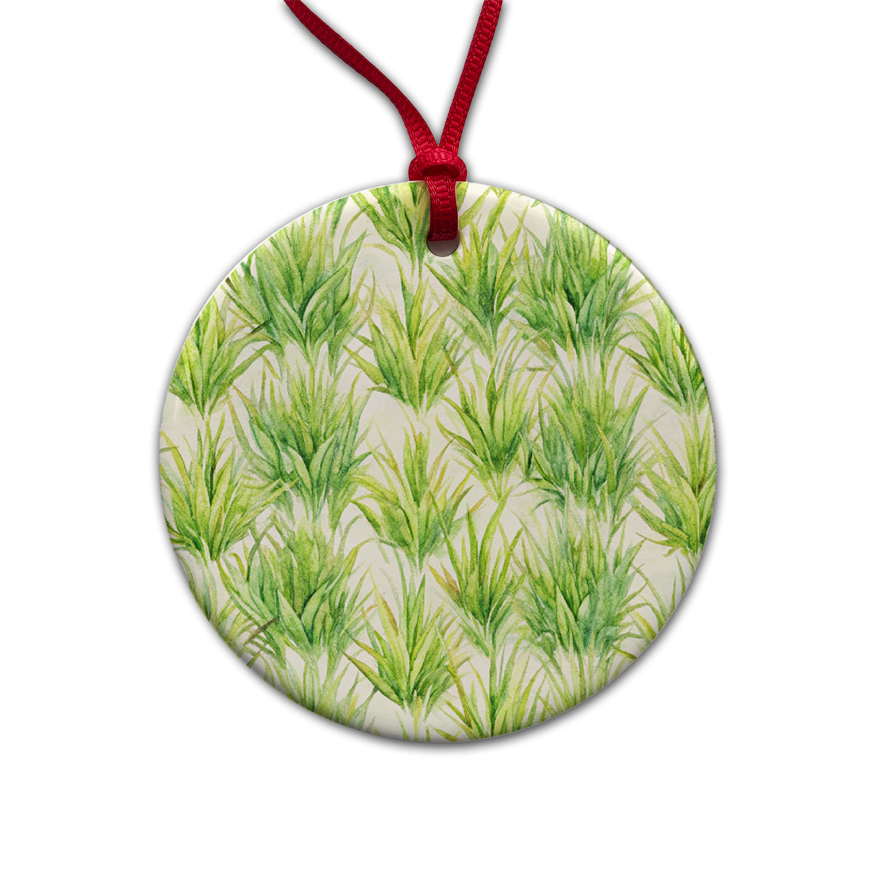 Lots Of Wild Grass Round Ceramic Holiday Christmas Tree Ornament