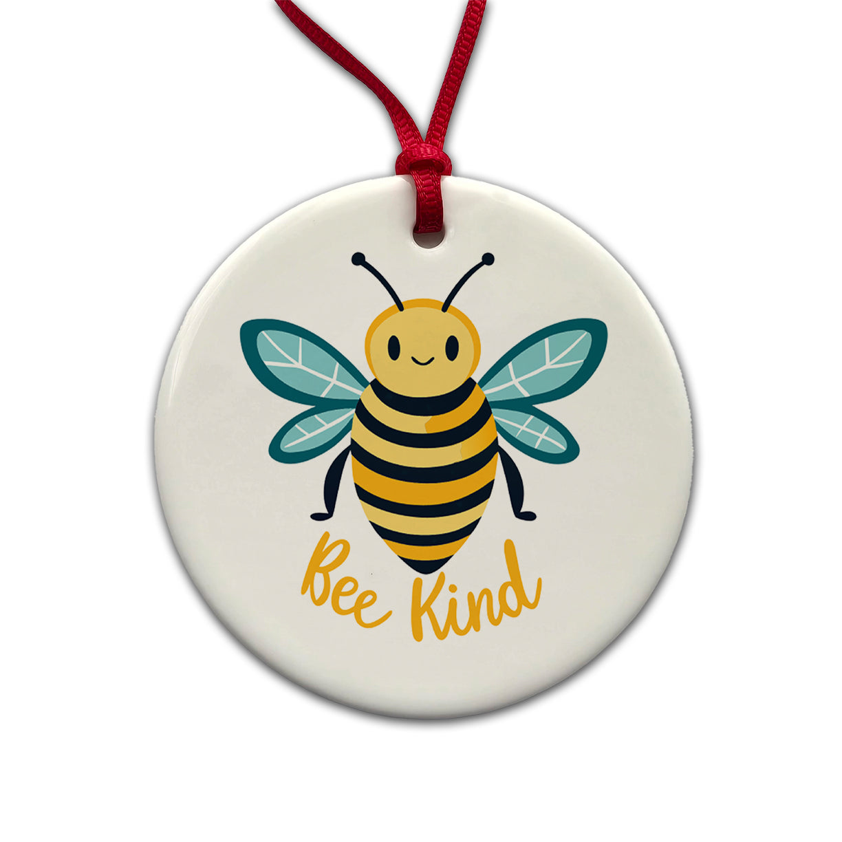 Bee Be Kind Cute Sweet Round Ceramic Holiday Christmas Tree Ornament