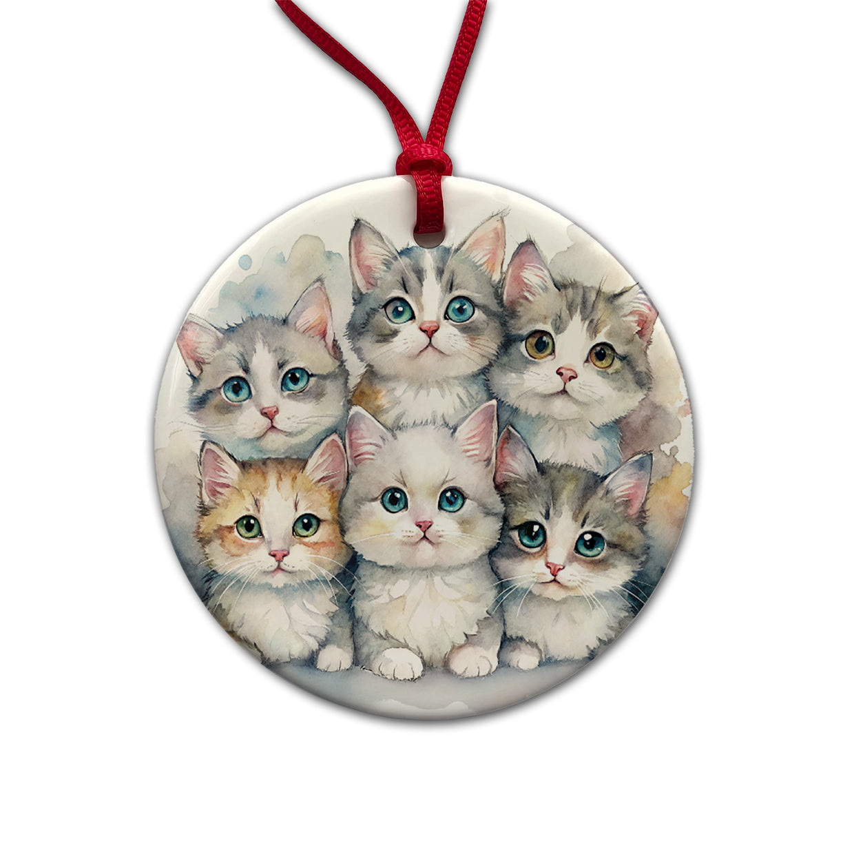 Sweet Australian Mist Cats Round Ceramic Holiday Christmas Tree Ornament