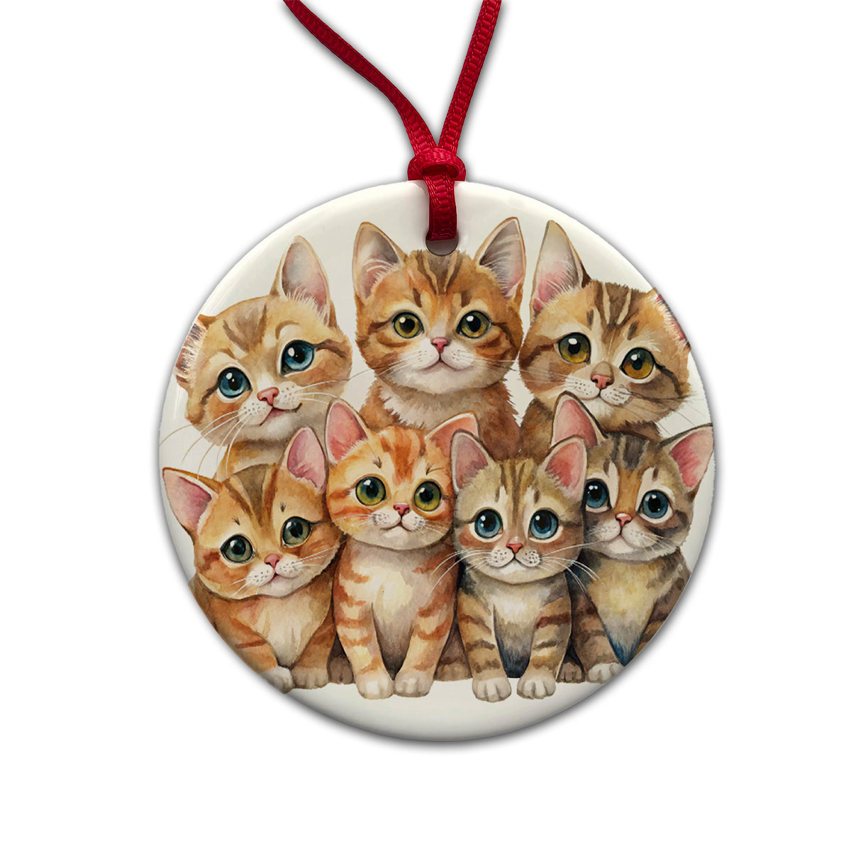 Sweet Havana Brown Cats Round Ceramic Holiday Christmas Tree Ornament