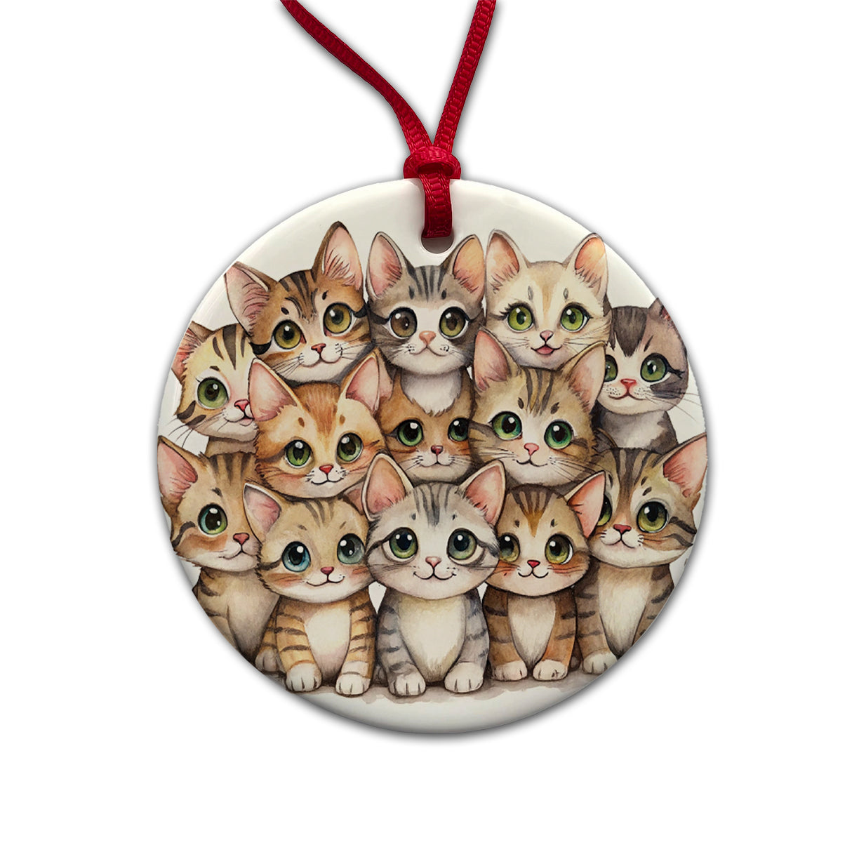 Sweet Sokoke Cats Round Ceramic Holiday Christmas Tree Ornament