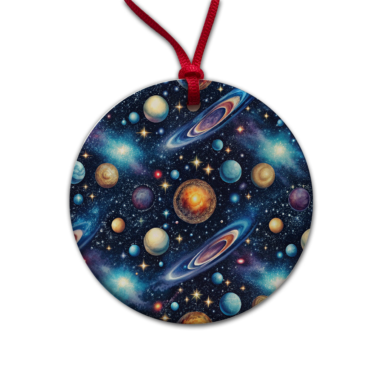 Galaxy Outer Space Astronomy Pattern Round Ceramic Holiday Christmas Tree Ornament