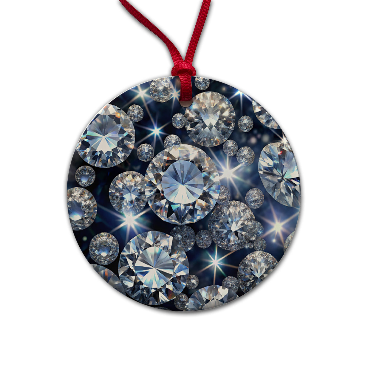 Lots Of Diamonds Round Ceramic Holiday Christmas Tree Ornament
