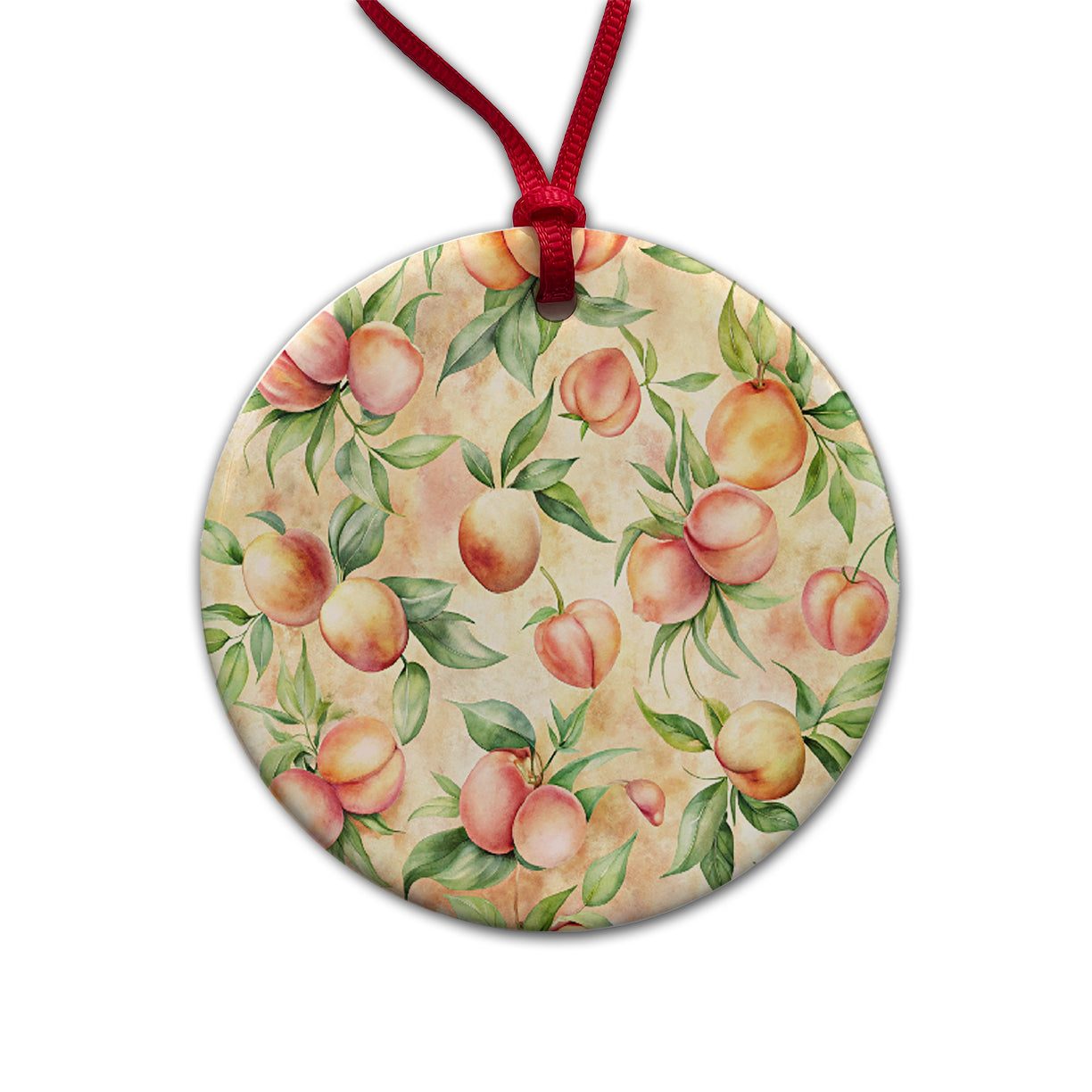 Peaches And Cream Wallpaper Round Ceramic Holiday Christmas Tree Ornament