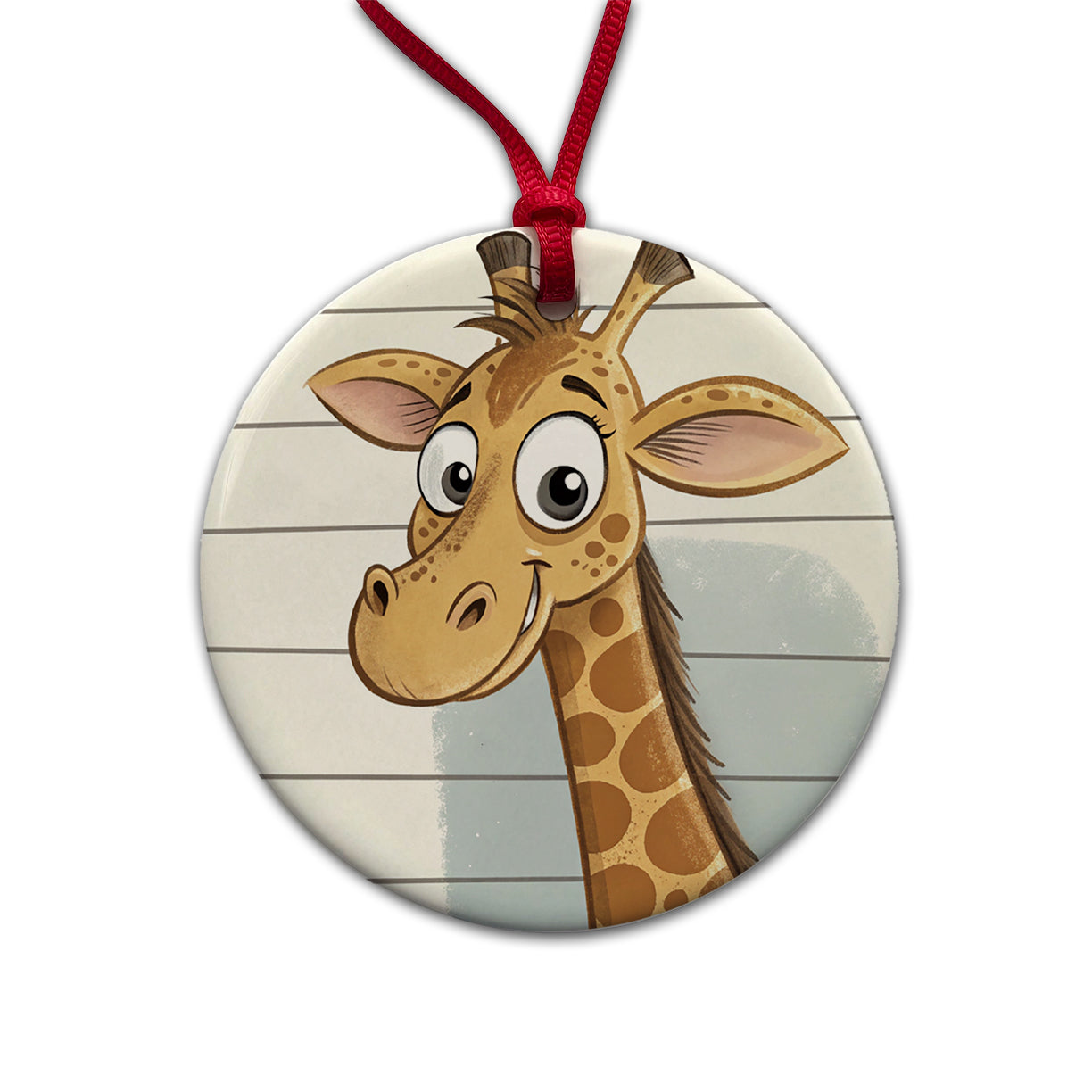 Giraffe Mug Shot Round Ceramic Holiday Christmas Tree Ornament