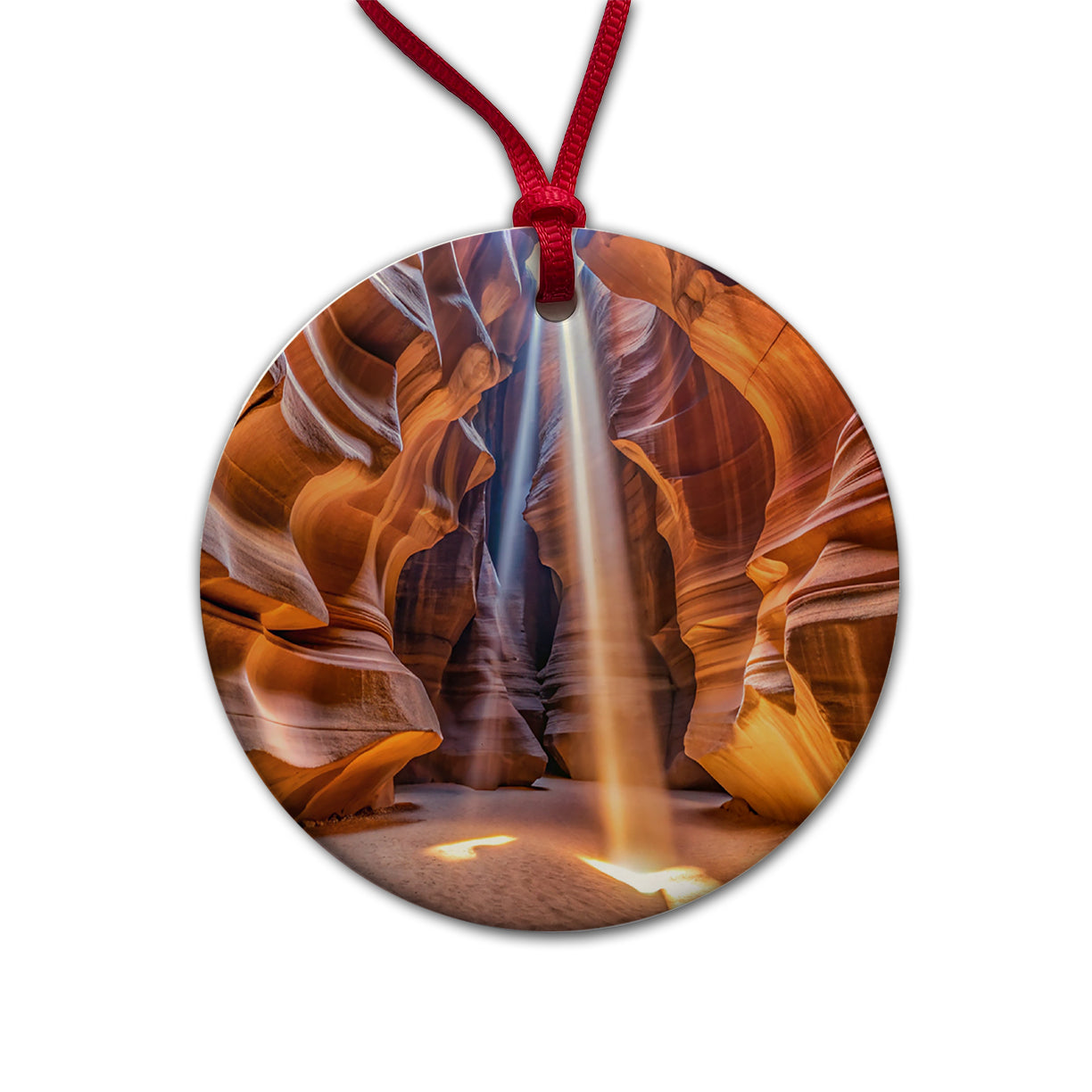 Antelope Slot Canyon Light Beams Utah Nevada Round Ceramic Holiday Christmas Tree Ornament