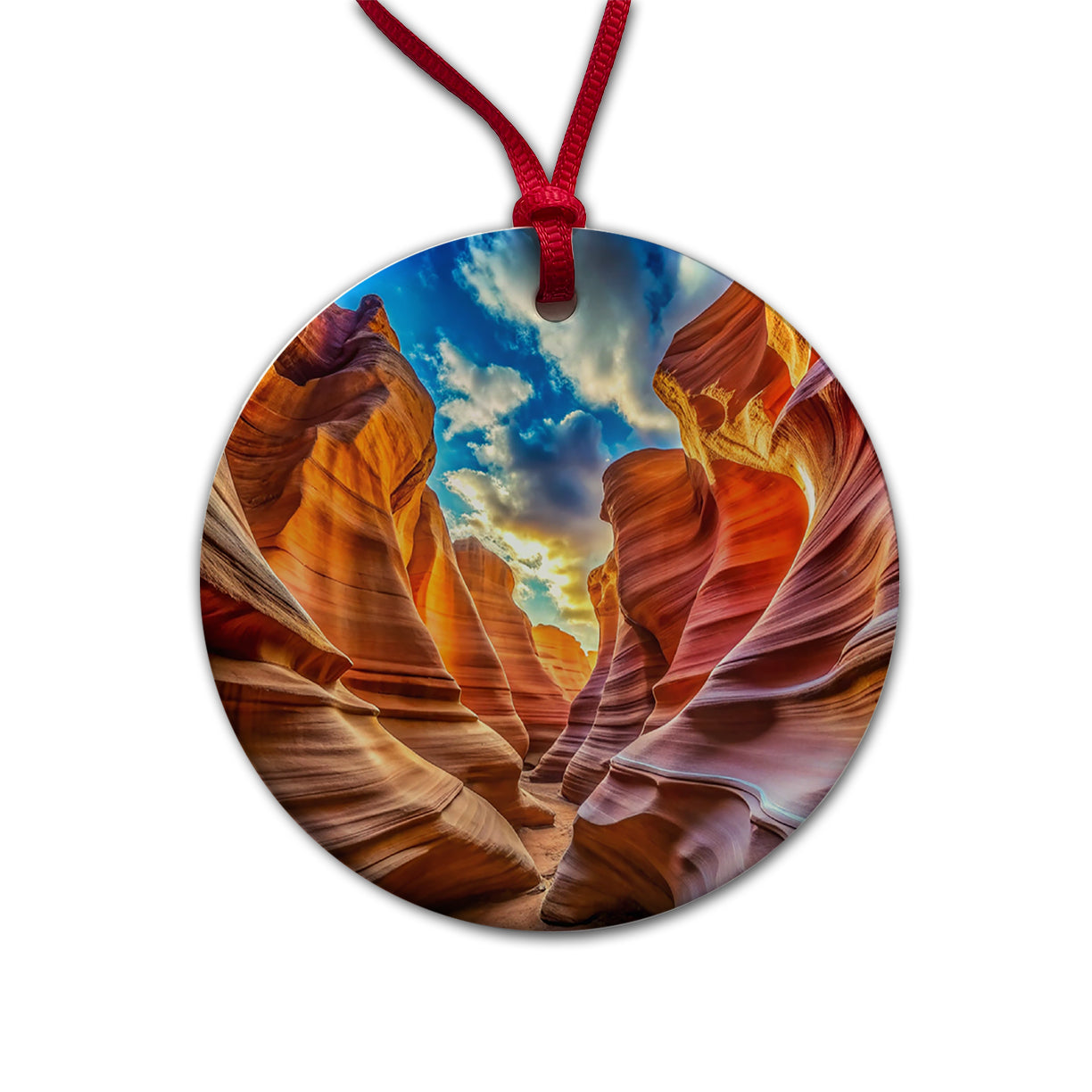Antelope Slot Canyon Utah Nevada Round Ceramic Holiday Christmas Tree Ornament