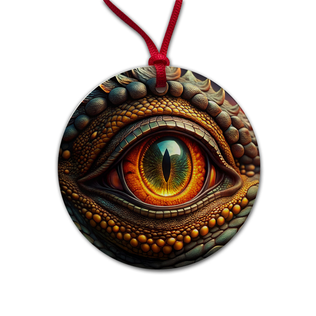 Close-Up Of a Dragon's Eye Fantasy Round Ceramic Holiday Christmas Tree Ornament