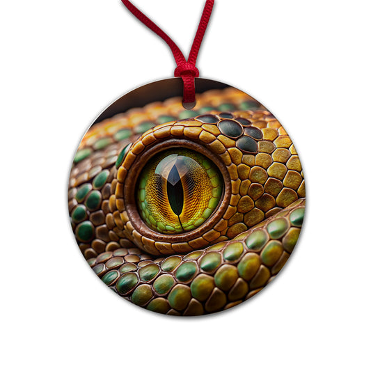 Close-Up Of a Snake's Eye Reptile Round Ceramic Holiday Christmas Tree Ornament