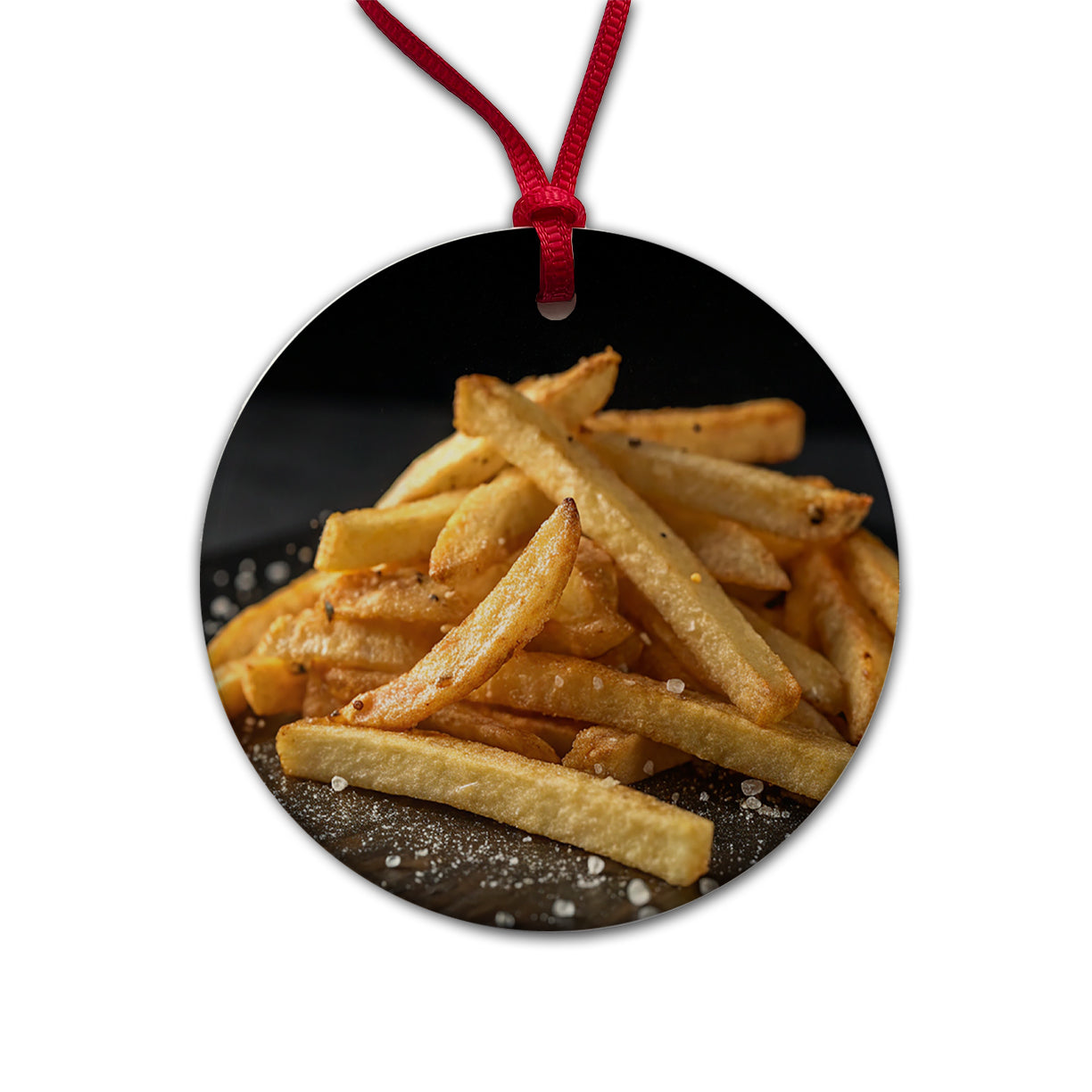 French Fries Round Ceramic Holiday Christmas Tree Ornament
