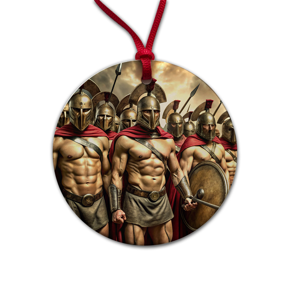 Greek Warriors from Sparta Spartans Round Ceramic Holiday Christmas Tree Ornament