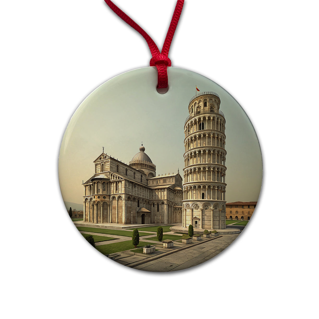Leaning Tower Of Pisa Italy Round Ceramic Holiday Christmas Tree Ornament