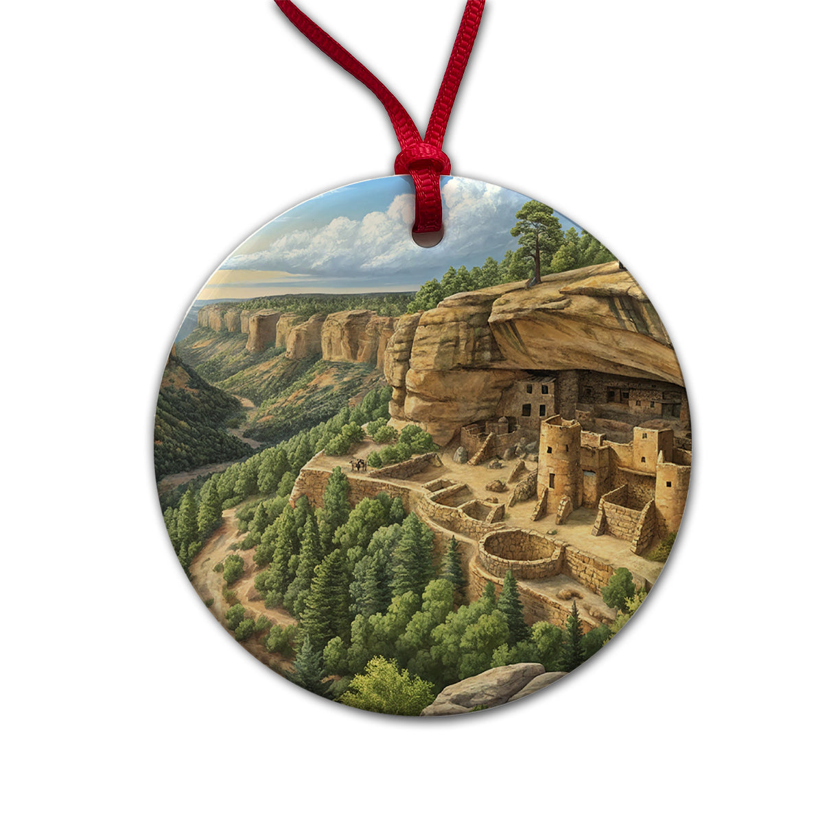 Mesa Verde National Park Colorado Round Ceramic Holiday Christmas Tree Ornament