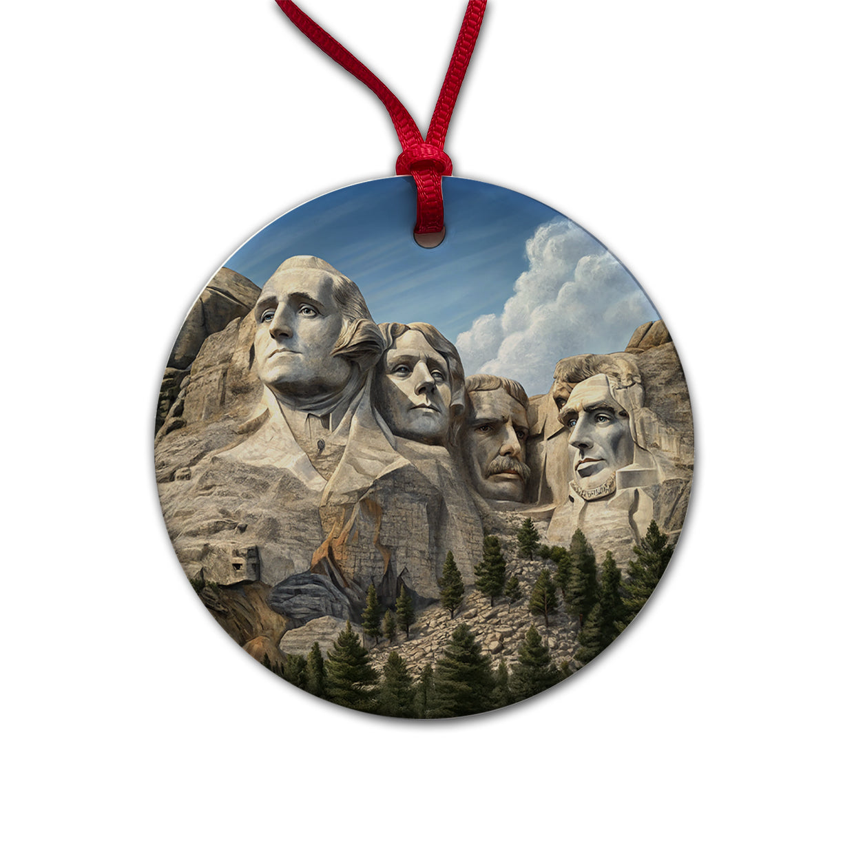 Mount Rushmore National Memorial Black Hills South Dakota Round Ceramic Holiday Christmas Tree Ornament