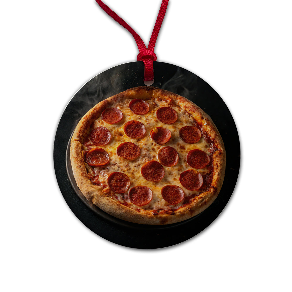 New York Style Pepperoni Pizza Round Ceramic Holiday Christmas Tree Ornament