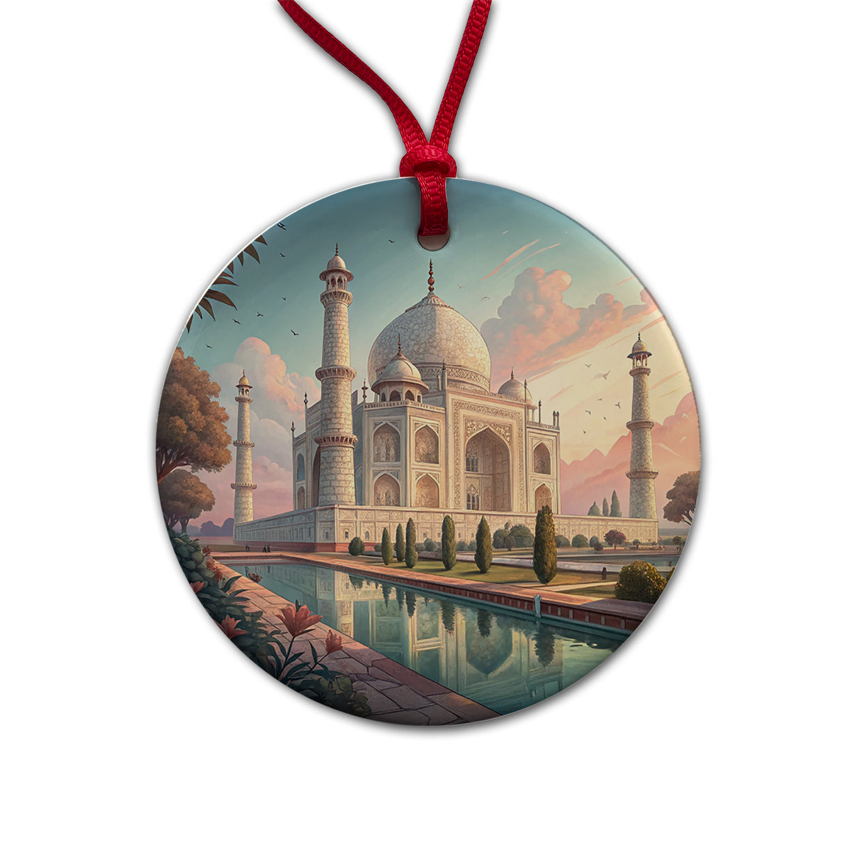 Taj Mahal India Round Ceramic Holiday Christmas Tree Ornament