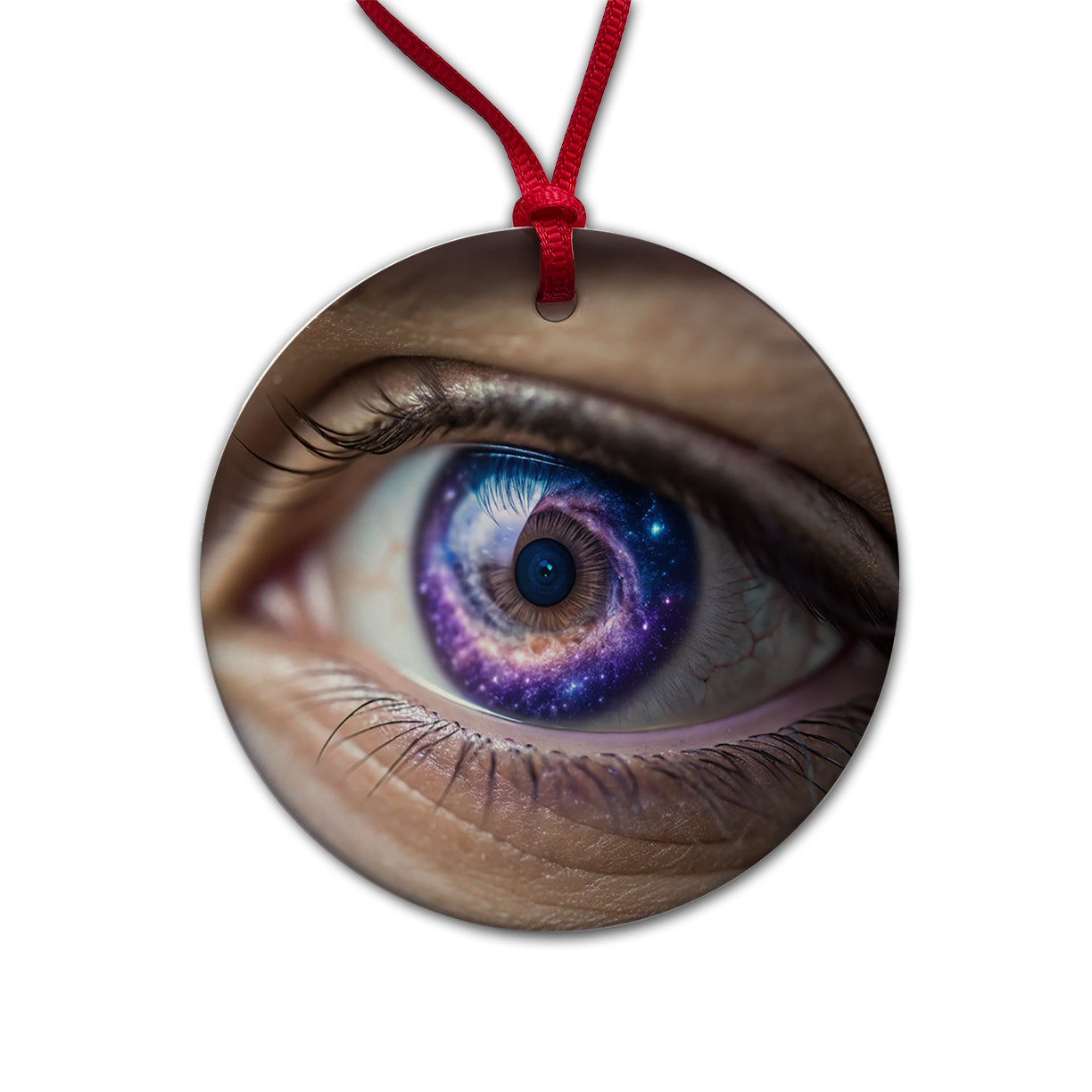The Galaxy Seen Through Her Eyes Round Ceramic Holiday Christmas Tree Ornament