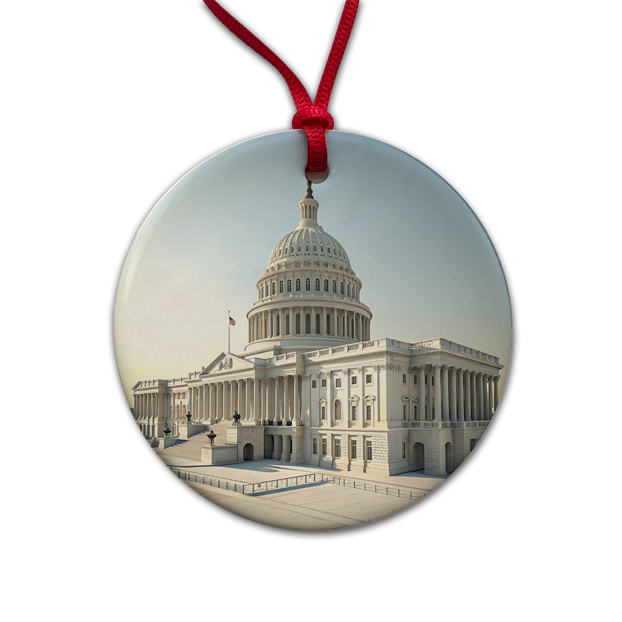 US Capitol Building Washington DC Round Ceramic Holiday Christmas Tree Ornament