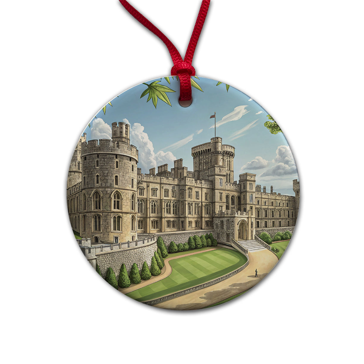 Windsor Castle England Great Britain Round Ceramic Holiday Christmas Tree Ornament