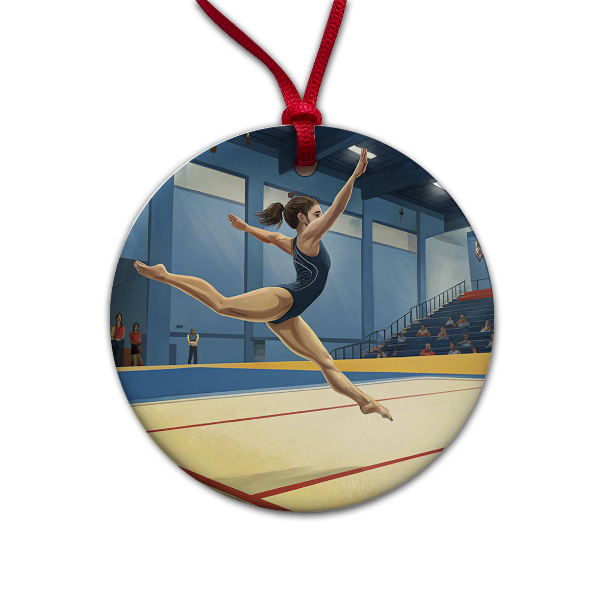 Women's Gymnastics Floor Routine Round Ceramic Holiday Christmas Tree Ornament