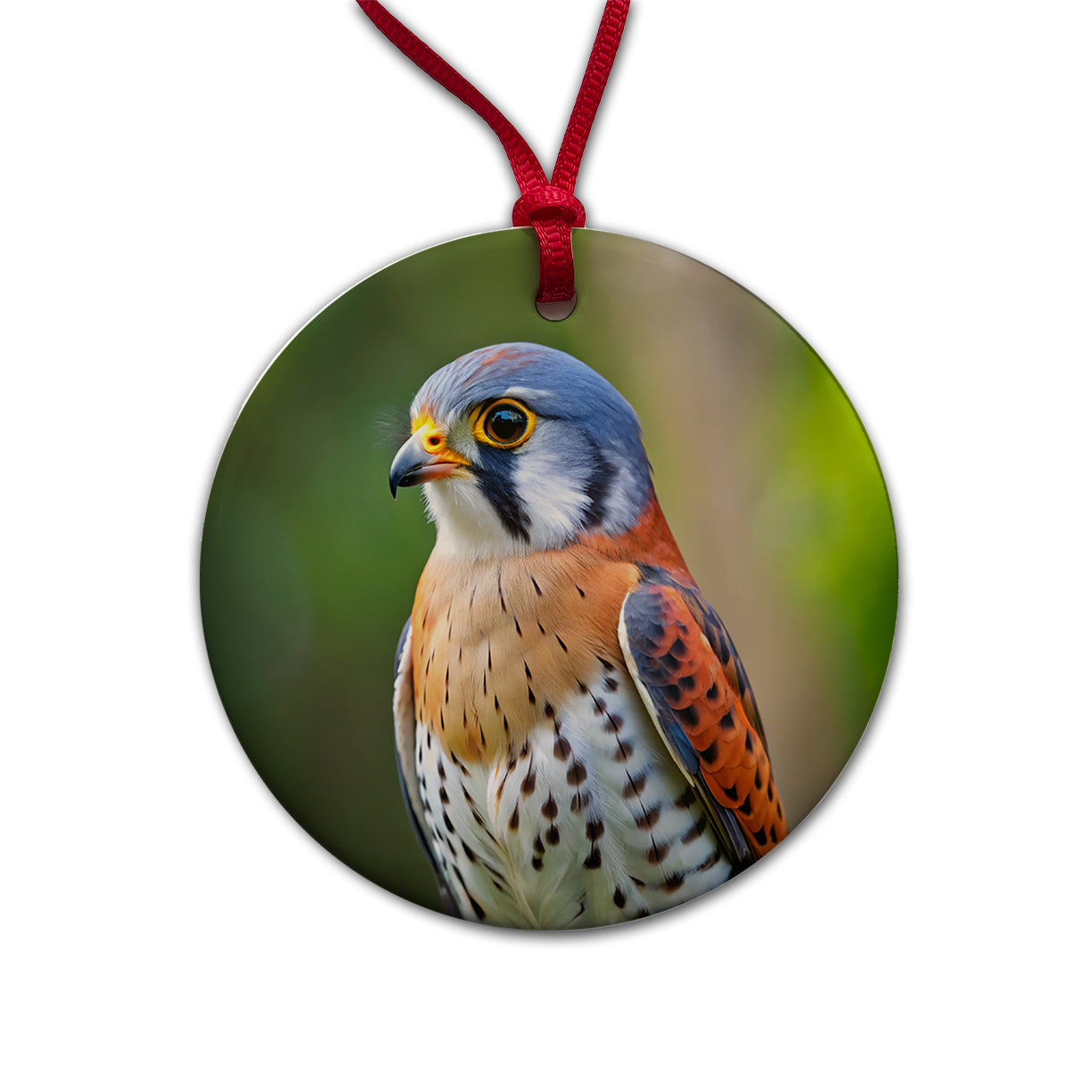 American Kestrel Raptor Bird Of Prey Round Ceramic Holiday Christmas Tree Ornament