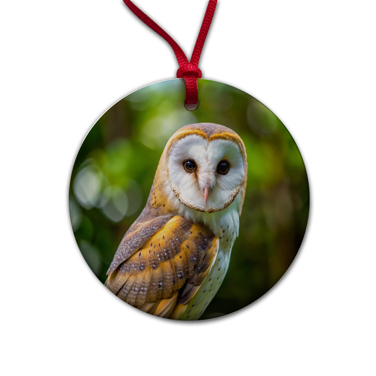 Barn Owl Raptor Bird Of Prey Round Ceramic Holiday Christmas Tree Ornament