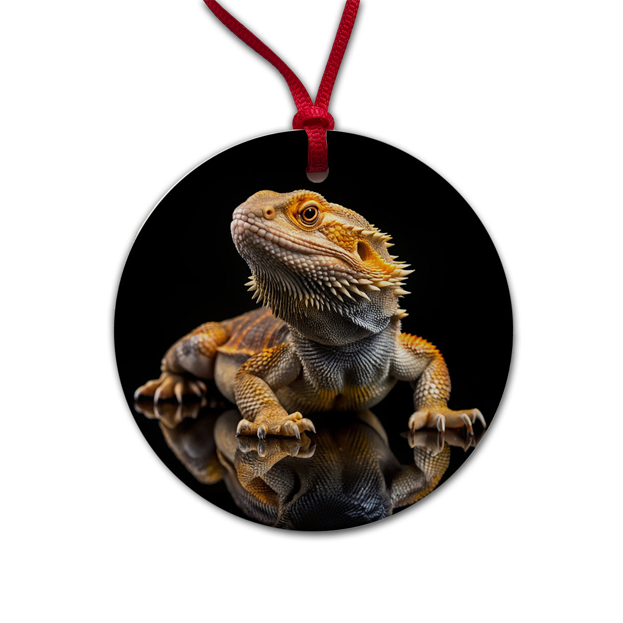 Bearded Dragon Lizard Reptile Round Ceramic Holiday Christmas Tree Ornament