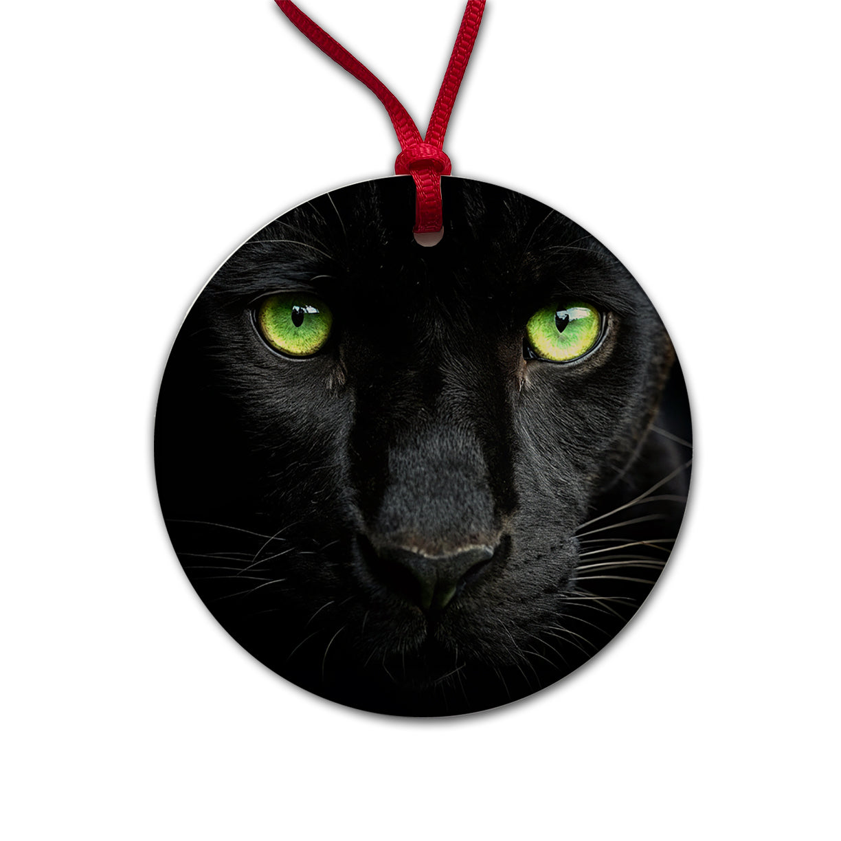 Black Panther Eyes Round Ceramic Holiday Christmas Tree Ornament