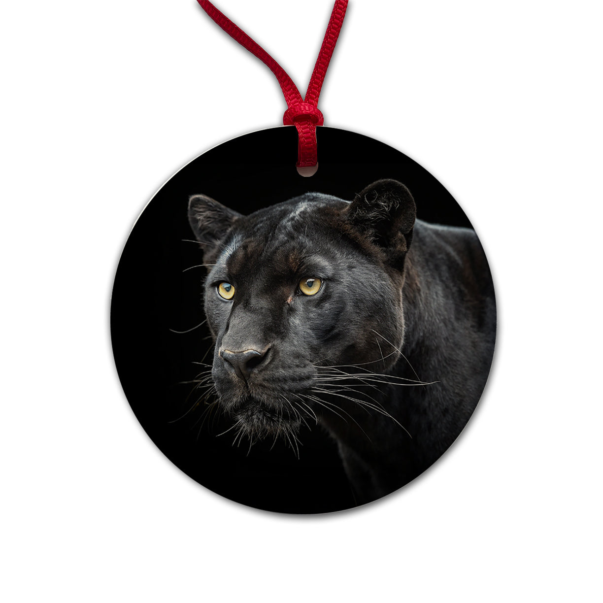 Black Panther Face Round Ceramic Holiday Christmas Tree Ornament