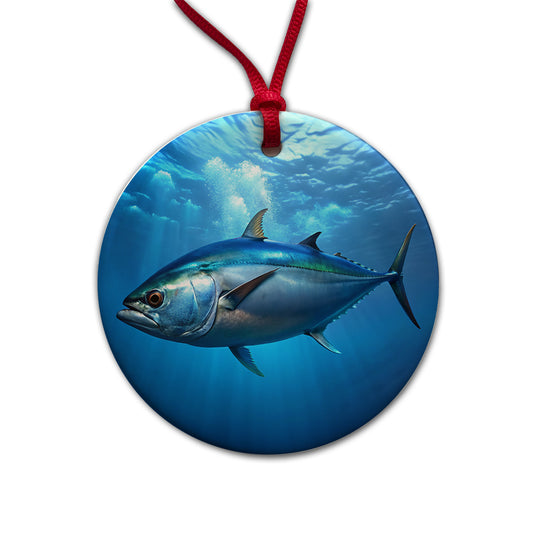 Bluefin Tuna Fish Round Ceramic Holiday Christmas Tree Ornament