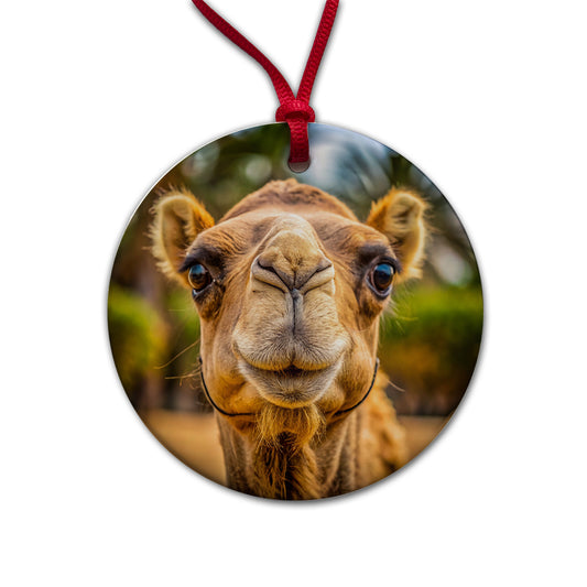 Camel Face Round Ceramic Holiday Christmas Tree Ornament