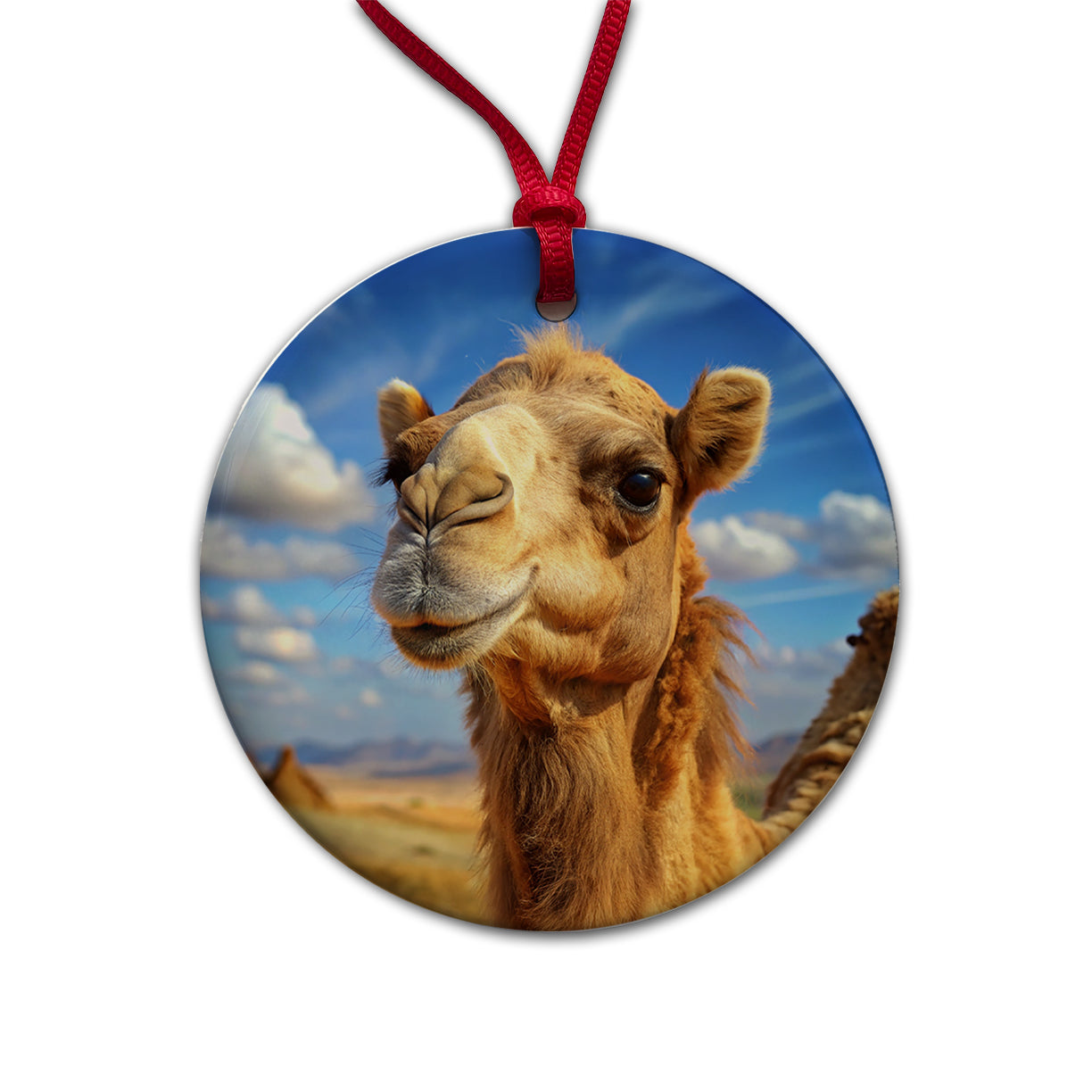 Camel Round Ceramic Holiday Christmas Tree Ornament