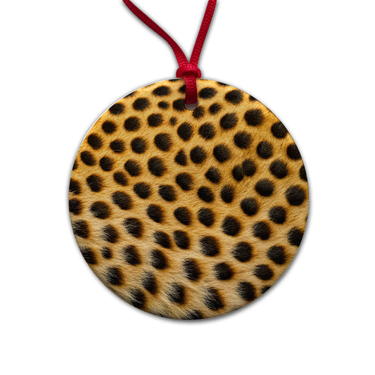 Cheetah Spots Fur Pattern Round Ceramic Holiday Christmas Tree Ornament