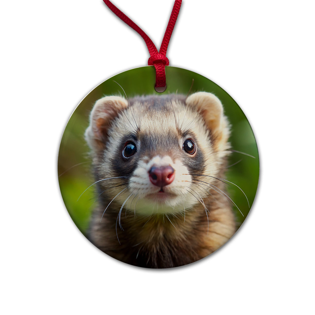 Ferret Round Ceramic Holiday Christmas Tree Ornament