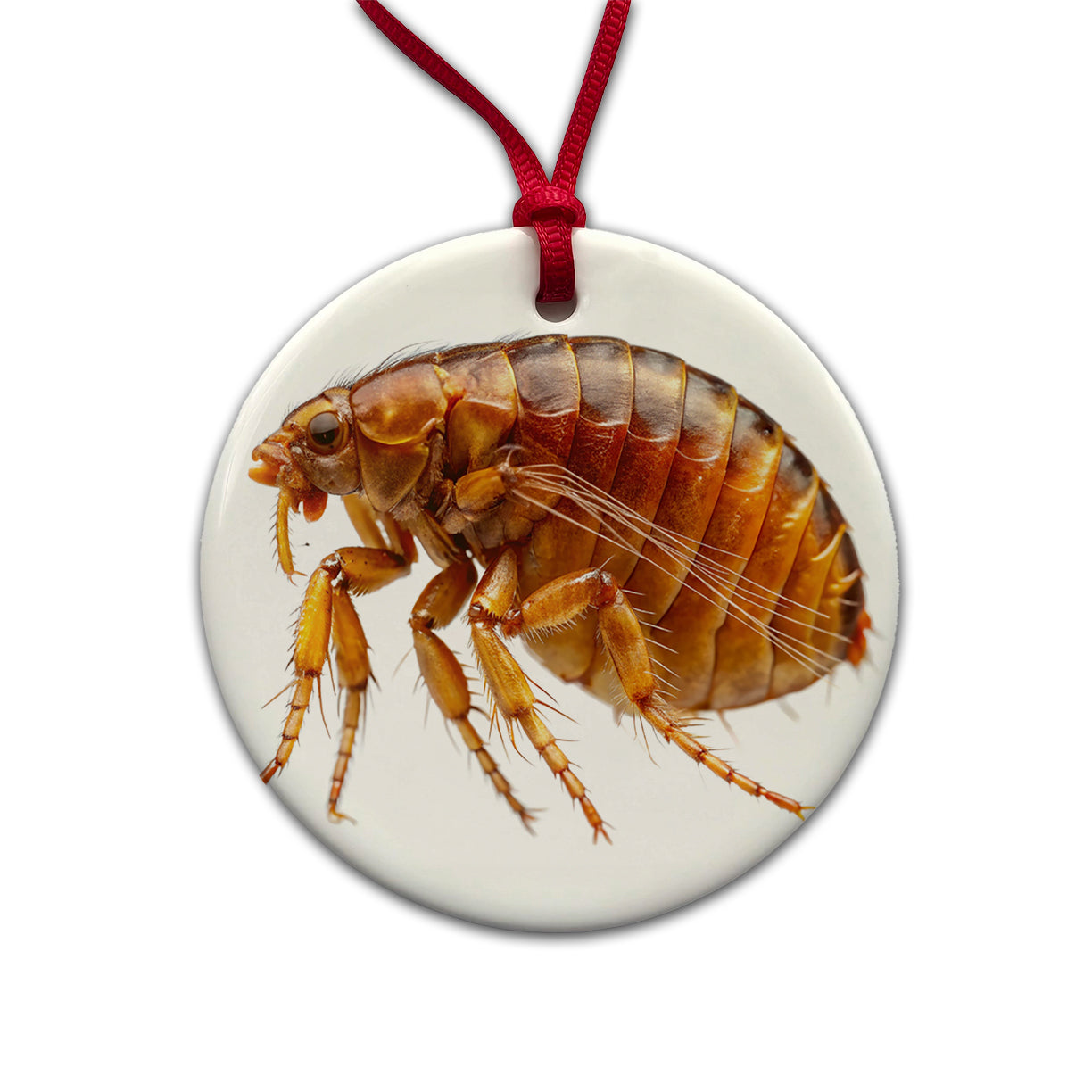 Flea Round Ceramic Holiday Christmas Tree Ornament